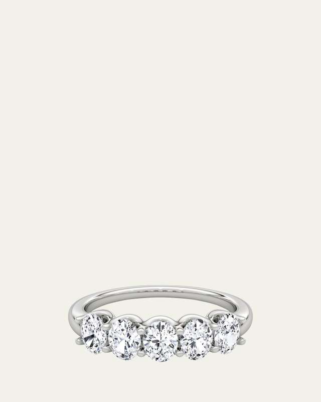 14K White Gold Five-Stone Oval Lab Grown Diamond Band